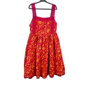 Joie Pink Orange Gorgeous Floral Strappy Smocking Lined Sundress GIRLS 10